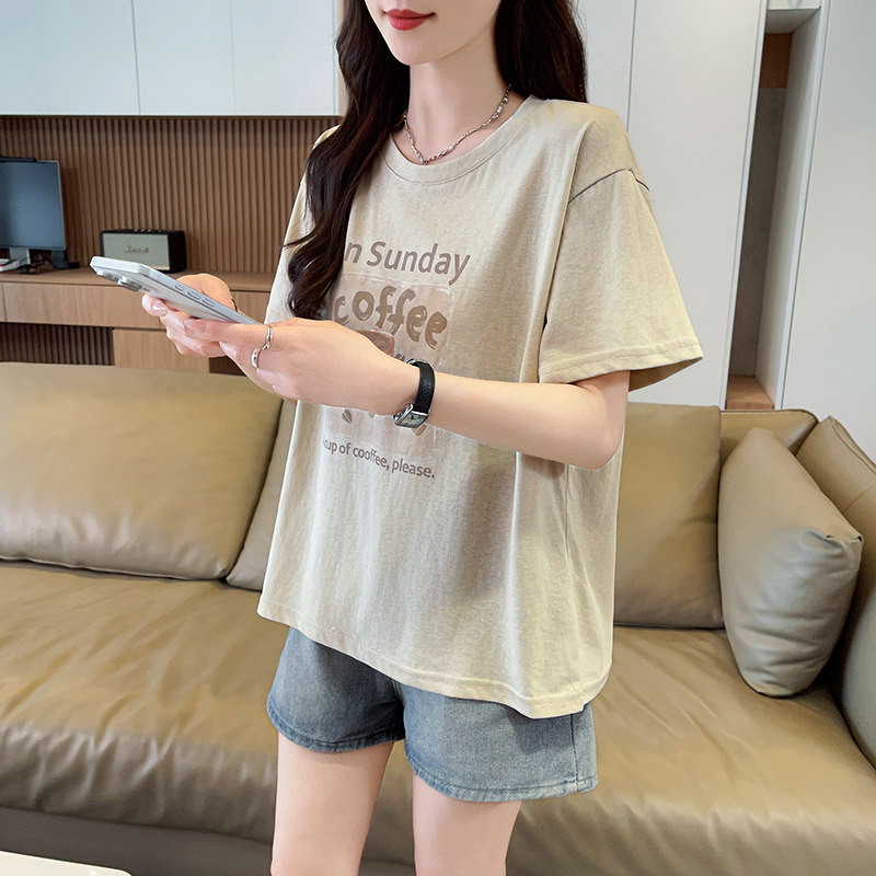 设计感小众百搭雪花棉短袖t恤女图片