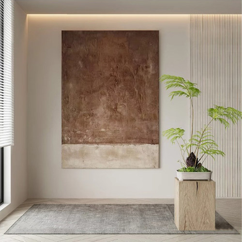 侘寂风抽象装饰画砂岩肌理新款中古复古玄关挂画客厅餐厅壁画定制