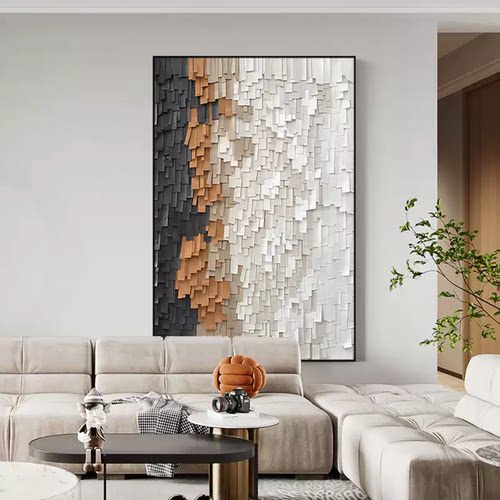 意式轻奢砂岩肌理高档玄关装饰画抽象艺术客餐厅挂画过道卧室壁画