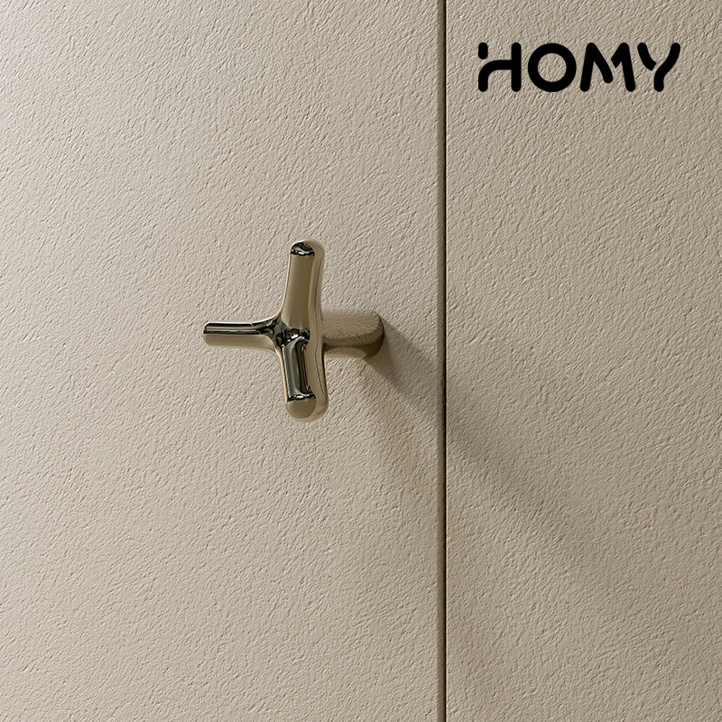 homyhws.钛银色黄铜衣柜门把手极简中古风抽屉打孔挂衣钩橱柜拉手
