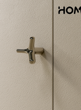 homyhws.钛银色黄铜衣柜门把手极简中古风抽屉打孔挂衣钩橱柜拉手