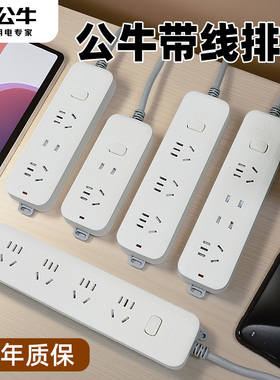 公牛纯铜电播座擦坐插多功能插座电源插头插线板插排插板接拖线板