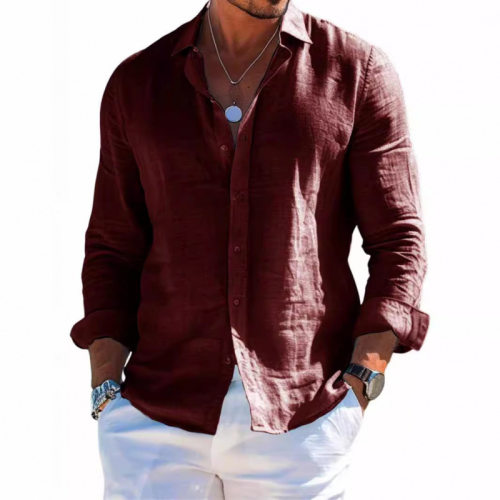 Long sleeved lapel button up shirt for men长袖翻领纽扣衬衫男