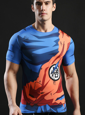 Goku Dragon Ball3DSlim Round Neck Short Sleeve悟空龙珠3D短袖