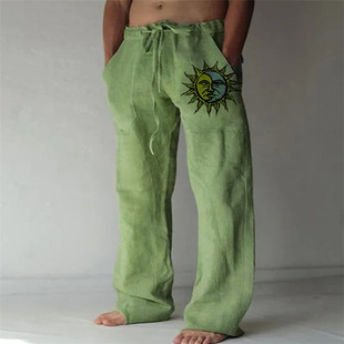 Sunflower drawstring cotton and linenpants向日葵抽绳棉麻长裤
