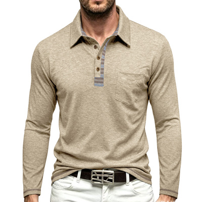 Men's collar button long sleeved shirt男士翻领纽扣长袖上衣