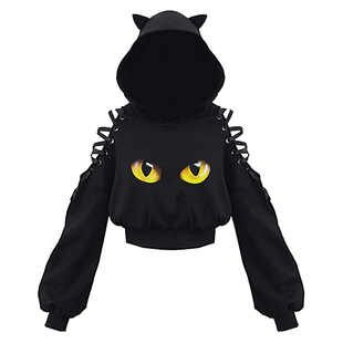 Animal tethered hooded navel sweater 动物系绳连帽露肚脐卫衣