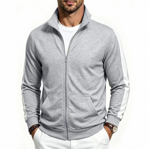 Stand up collar zipper contrasting jacket立领拉链撞色夹克
