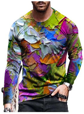 shirt男士长袖打底花衫pullover men男t恤