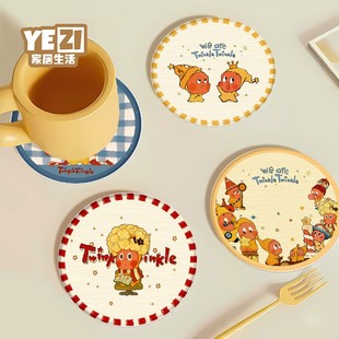 星星人圆形杯垫卡通硬硅藻泥桌面办公室吸水垫子洗手台沥水垫速干