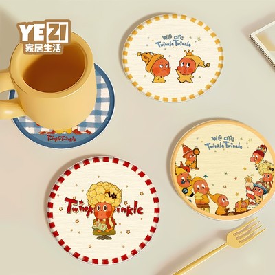 星星人圆形杯垫日本进口硅藻泥