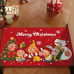 christmas星星人圣诞节入户门地垫商铺门口装 饰丝圈脚垫防滑地毯