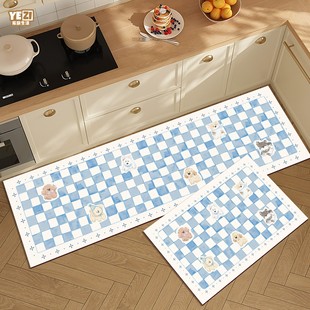 奶油风长条厨房地垫硅藻泥卡通可擦免洗吸水厨房家用防滑防油脚垫