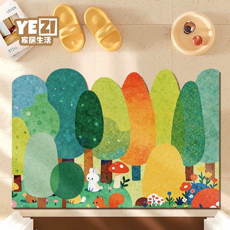 新款绿植浴室吸水地垫厕所硅藻泥脚垫地毯卫浴家用卫生间速干垫子