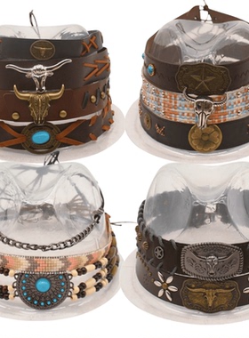 个性藏式藏族度假小众民族风礼帽配饰少数民族帽子草帽爵士帽装饰