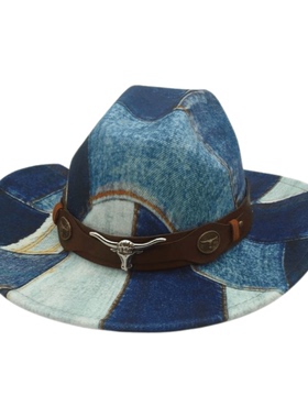 复古着照相馆道具爵旅游度假防晒遮阳名族风牛头礼帽文艺牛仔帽