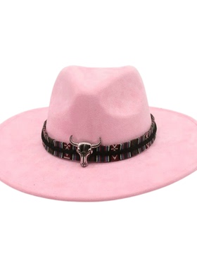 欧美时尚百搭大檐帽女新款复古毛呢爵士帽子遮阳防晒礼帽