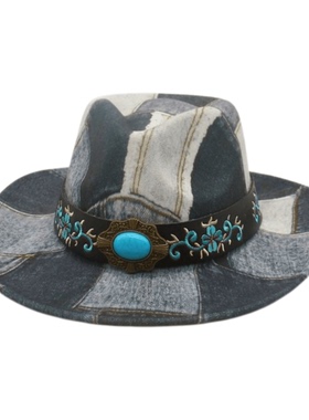 美国男民族风印花太阳帽骑士帽简约复古户外登山防紫外线藏式刺绣