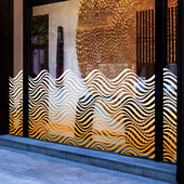 办公楼彩色波浪底纹UV静电玻璃贴膜茶楼餐厅包房隔断防撞遮挡美化