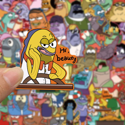 100张比奇堡路人鱼水杯手账装饰涂鸦防水装饰贴贴纸搞怪防水