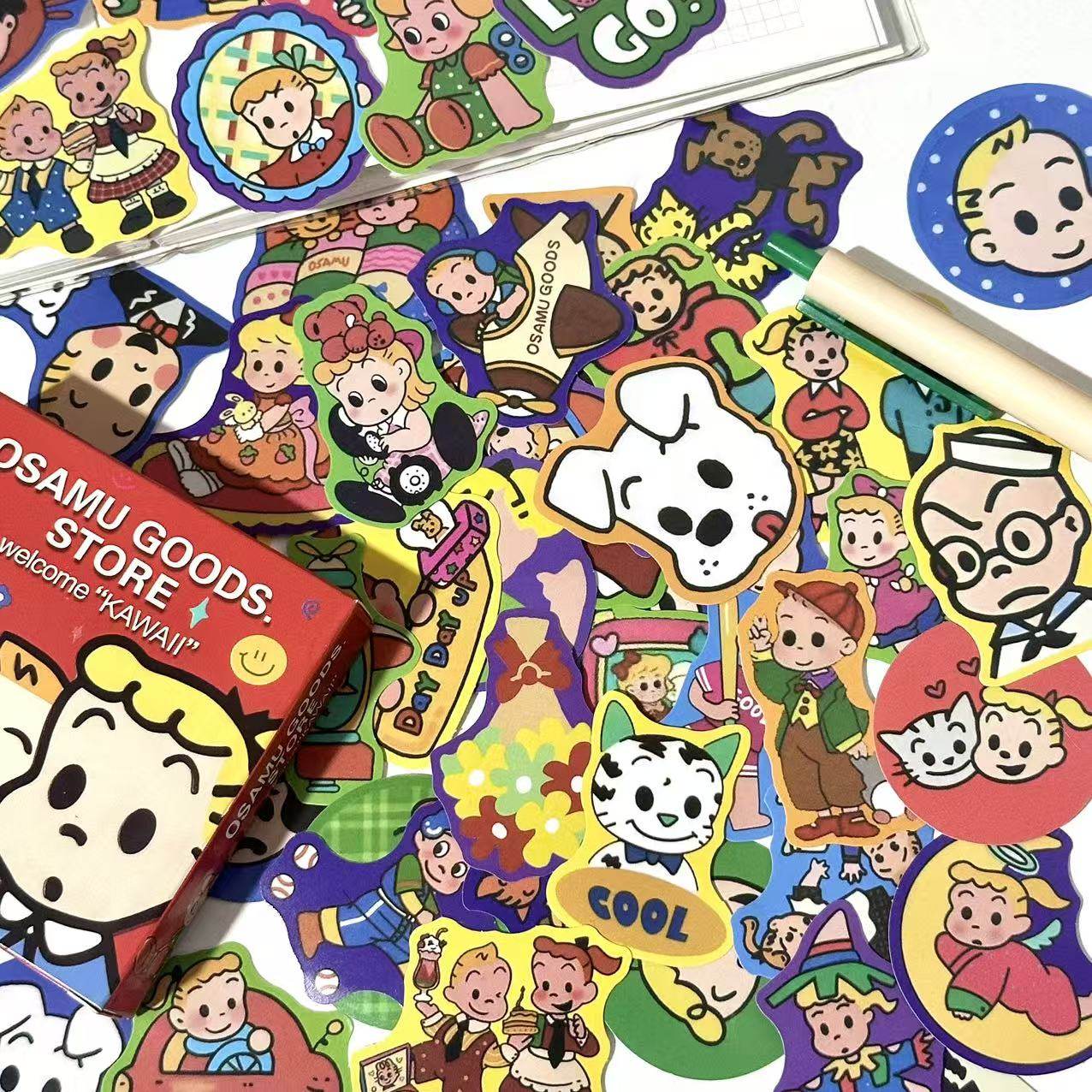 60张手机封口贴高颜值爆款原田治贴纸盒装可爱小图案创意装饰手账