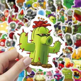 200张植物大战僵尸贴纸素材手机壳装 饰行李箱卡通图案PVZ贴画diy