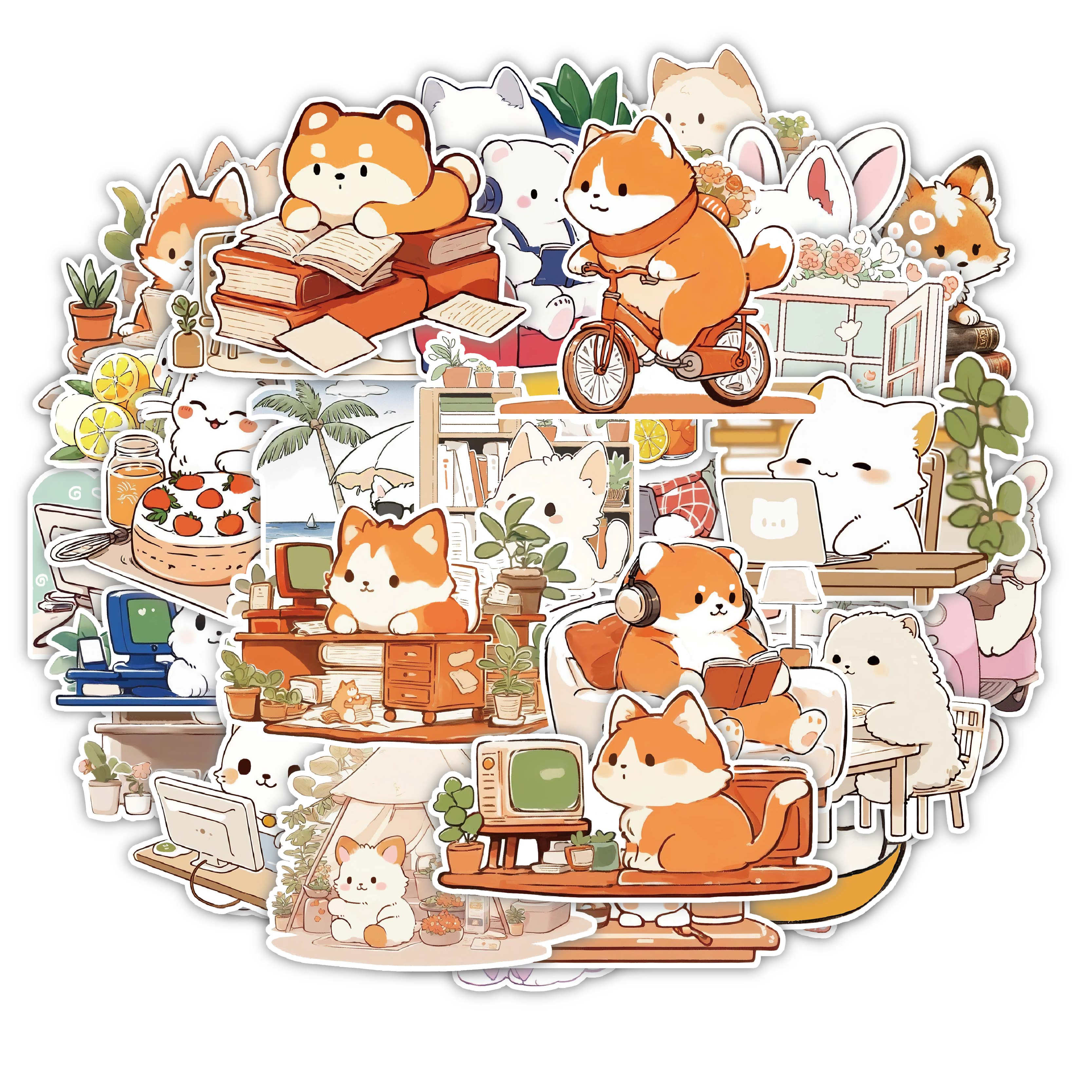 122张手账贴画diy新款创意萌系小动物的日常贴纸卡通可爱装饰手机