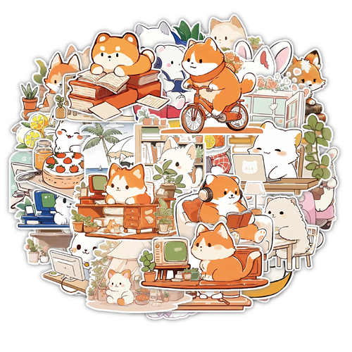 122张手账贴画diy新款创意萌系小动物的日常贴纸卡通可爱装饰手机