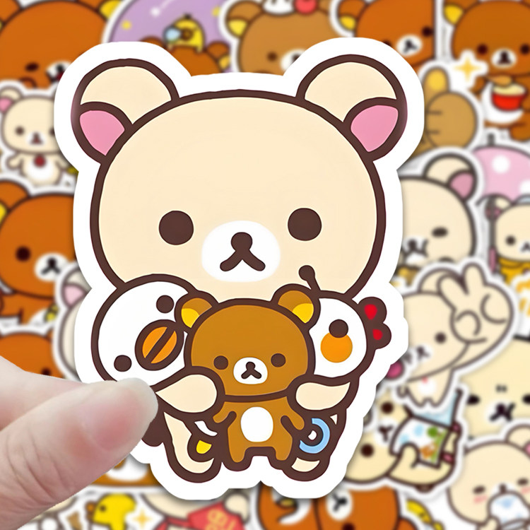 100张轻松熊贴纸可爱卡通趣味小熊装饰笔记本手账防水贴画