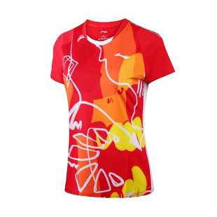 李宁羽毛球服女子比赛上衣运动服速干T恤训练比赛休闲AAYS062