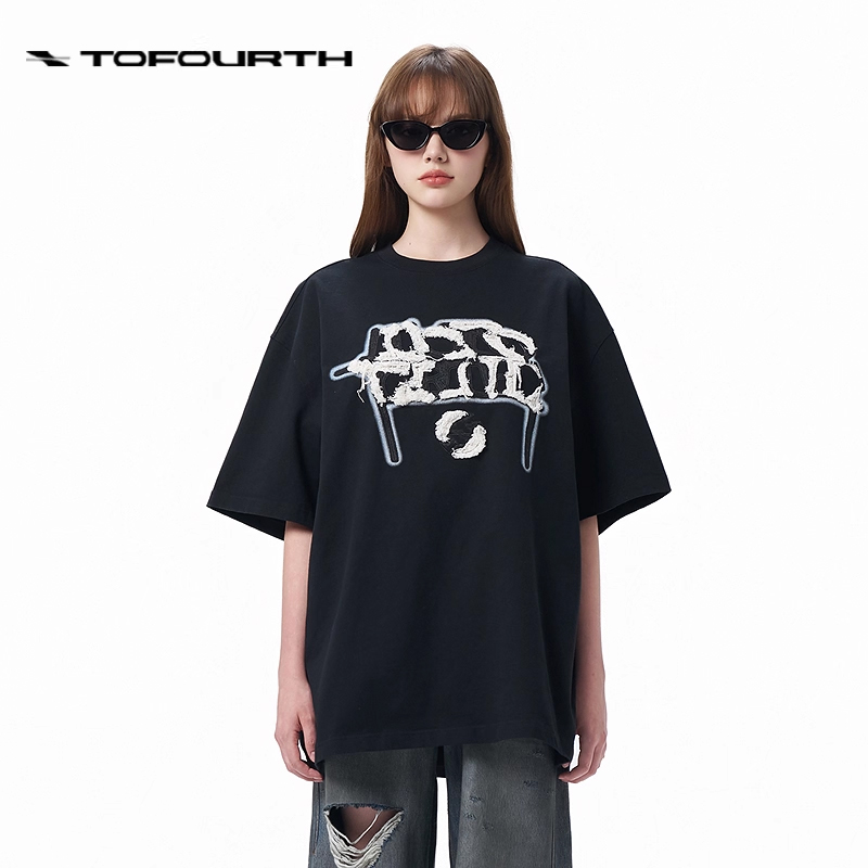 TOFOURTH短袖印绣花男女同款T恤