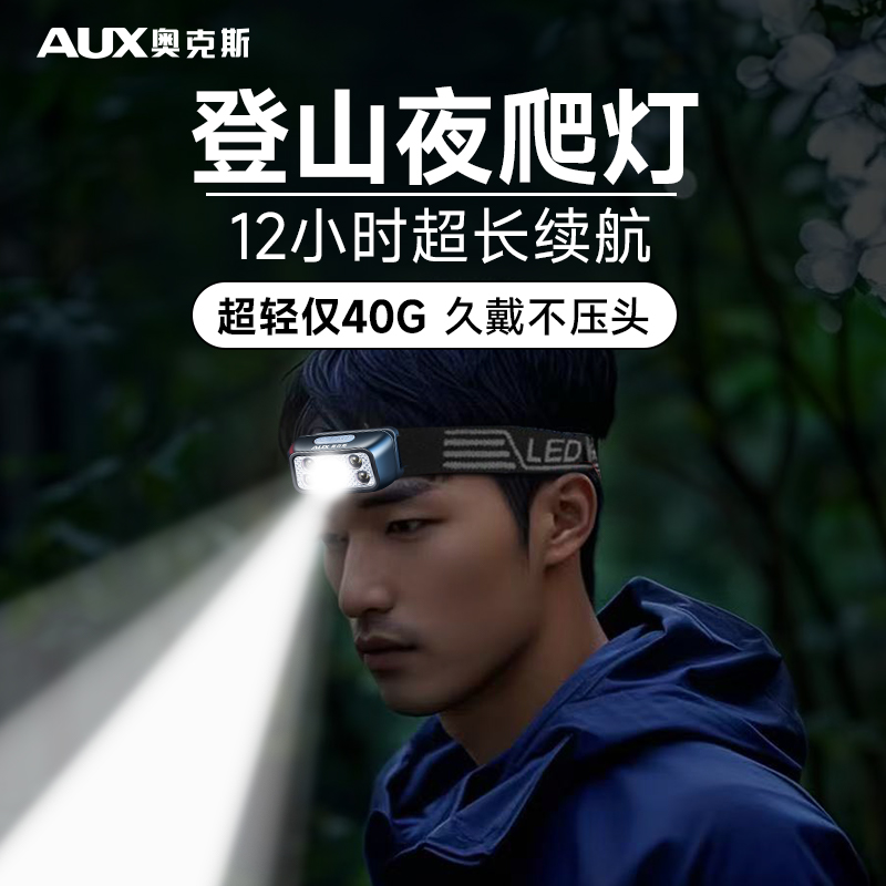 户外登山专用头灯超长续航