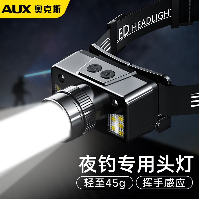 奥克斯头灯变焦感应超亮超长续航