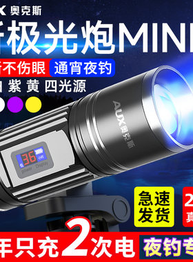 奥克斯夜钓灯钓鱼专用激光蓝光炮2026新款诱鱼灯正品紫光强光钓灯