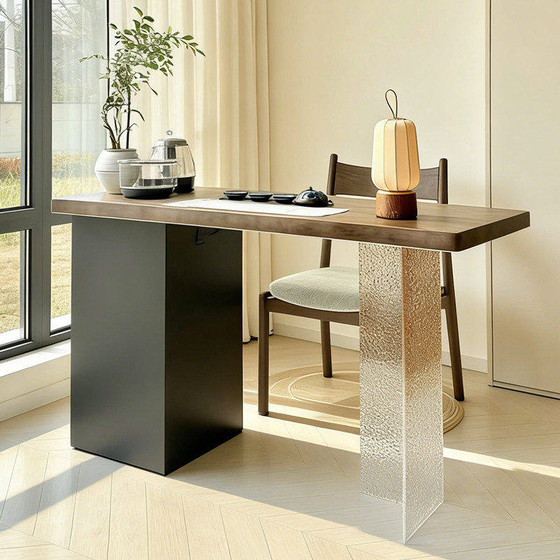 现代简约实木阳台茶桌椅组合家用客厅茶台亚克力面板装饰轻奢时尚