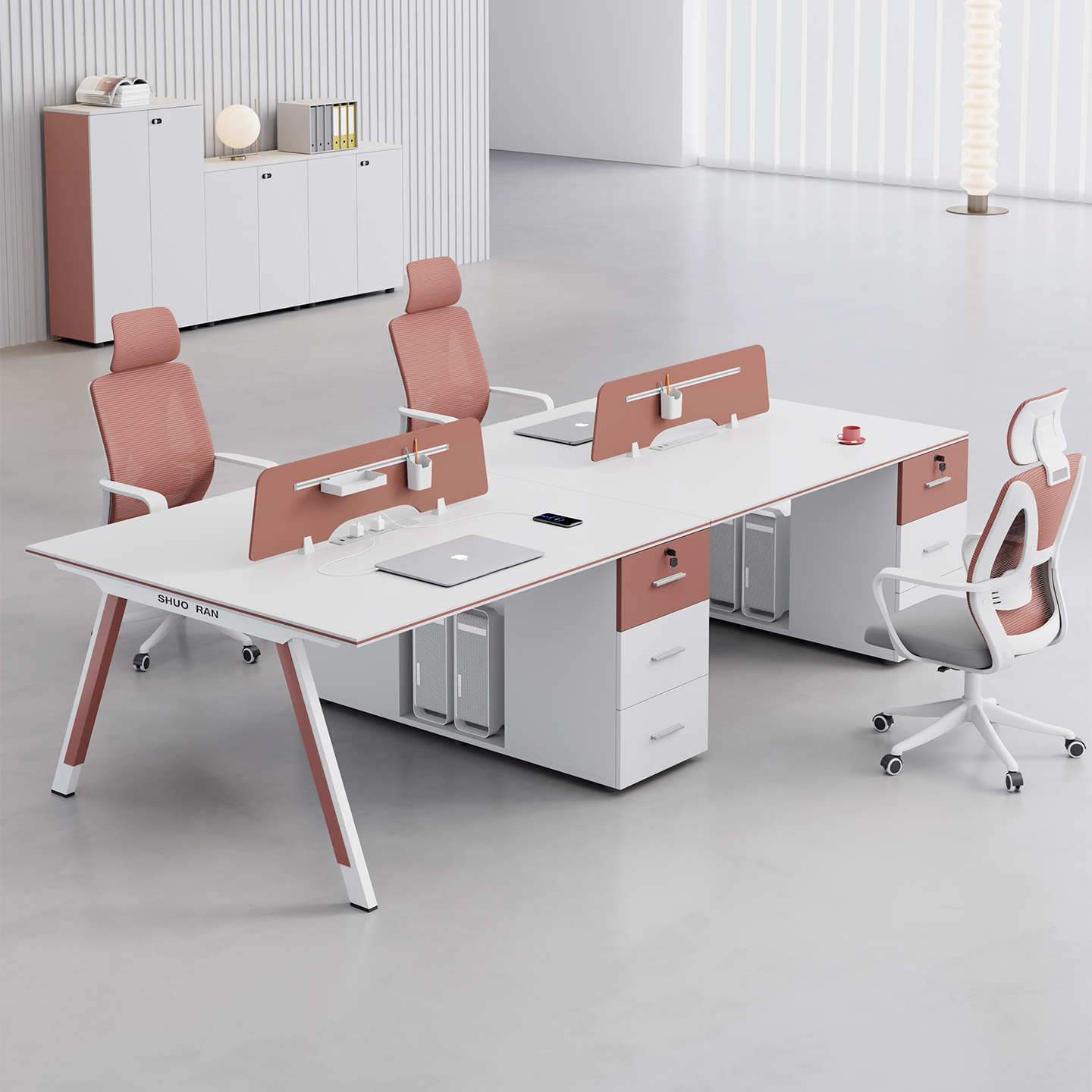 办公桌员工位4四6人职员桌椅组合带插座简约现代办公室家具电脑桌