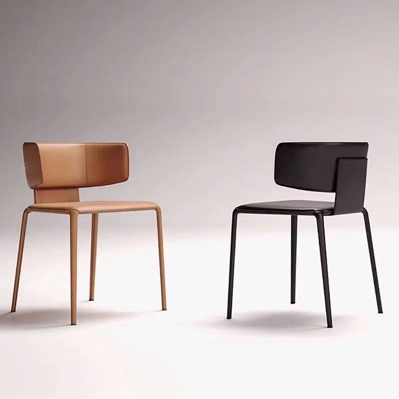 设计师意式高端皮艺餐椅酒店椅子创意家用现代极简约洽谈咖啡餐椅