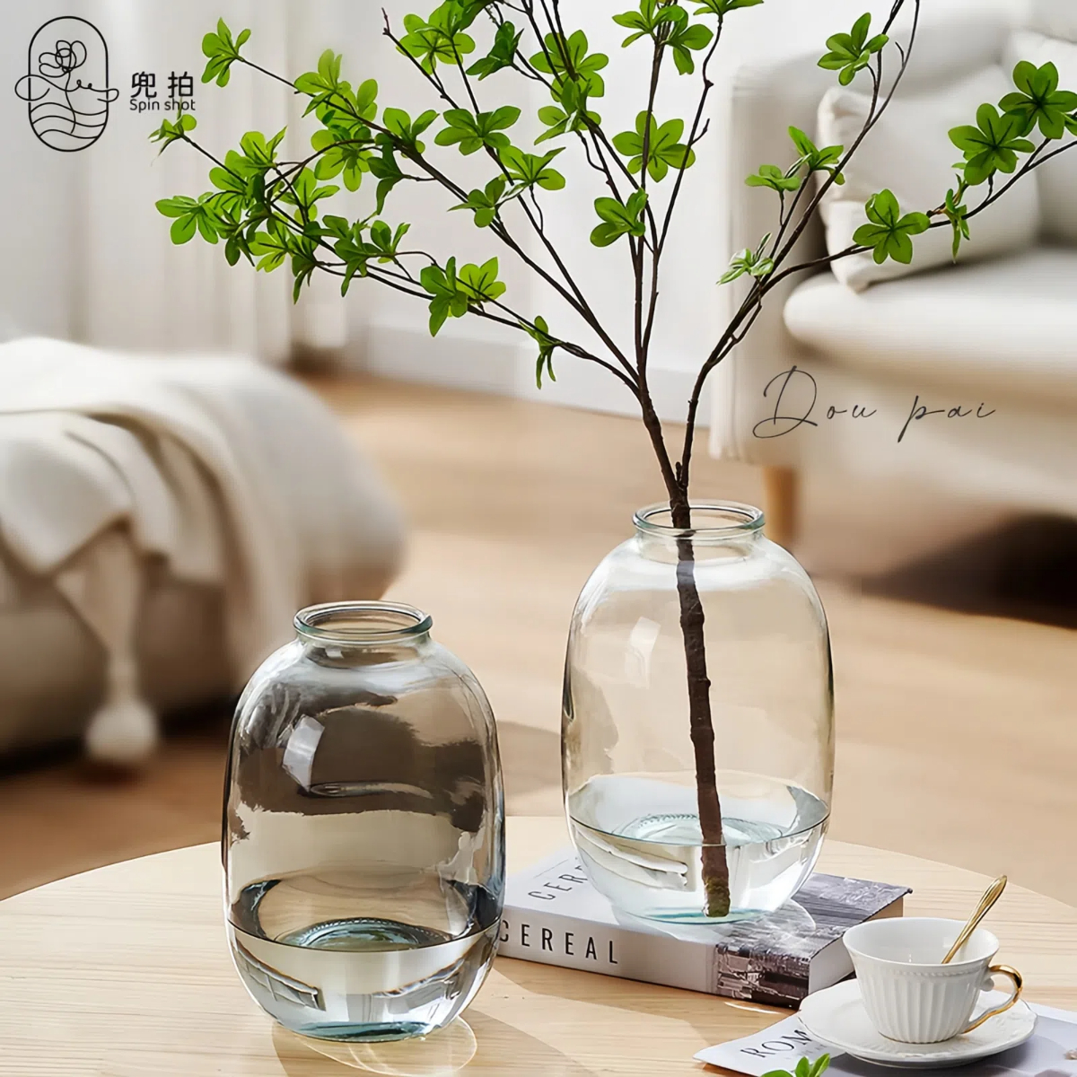 加厚大肚银柳简约插花玻璃