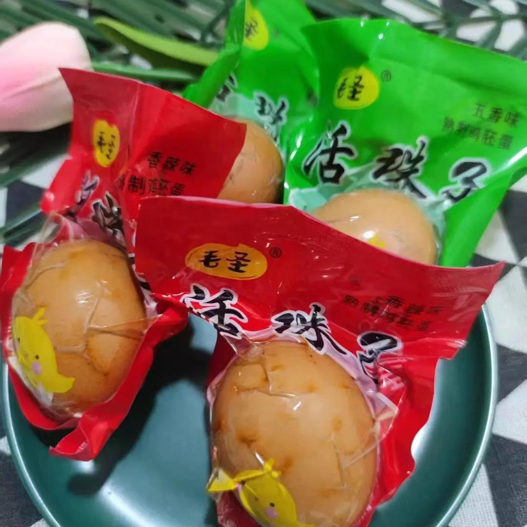 毛圣40枚活珠子新鲜13天五香味开袋即食香辣毛蛋活珠子熟毛鸡蛋钢