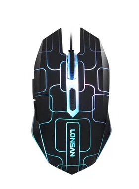 Lonsan朗森LM-G2U USB鼠标 七彩呼吸发光黑色USB接口游戏竞技鼠标