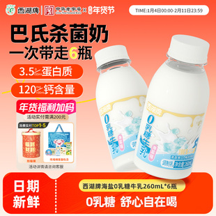 西湖牌海盐0乳糖牛奶260mL*6瓶新鲜低温营养早餐奶无乳糖不耐受