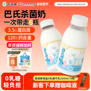 西湖牌海盐0乳糖牛奶260mL*8瓶新鲜低温奶早餐营养无乳糖不耐受