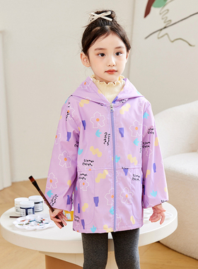 女童防水长袖罩衣秋冬小孩羽绒服护衣洋气外穿画画宝宝吃饭围衣兜
