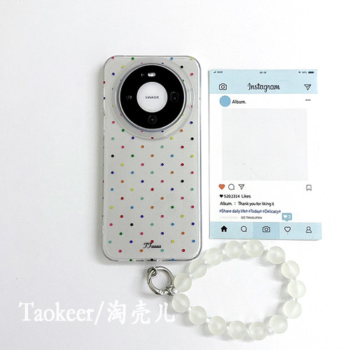 适用华为mate80pro新款手机壳韩系ins满屏彩色波点Mate70pro高级MT60pro+防摔mate80promax创意男女款保护壳