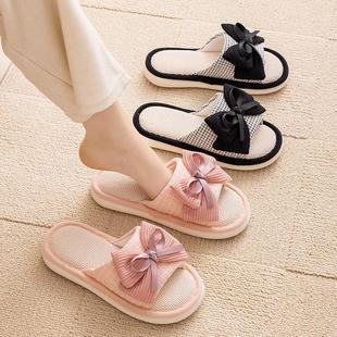 亚麻拖鞋 拖鞋 通用款 女生可爱夏季 可外穿 居家室内防滑透气吸汗四季