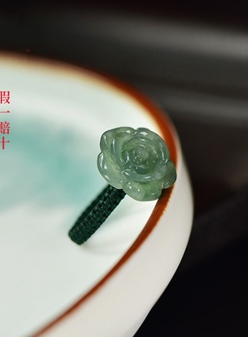 天然翡翠A货玫瑰花戒指红