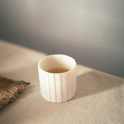 方瓦手作简约轻奢薄胎主人杯折纸杯手握杯机理瓷石折手拓纹品茗杯