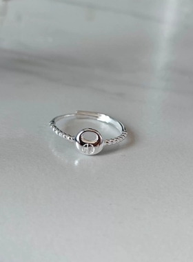 S925纯银福字戒指简约小巧个性时尚指环ins开口设计百搭甜美风潮