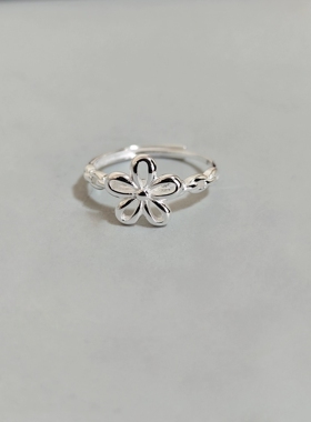 S925纯银夏日甜美花朵小众设计珐琅戒指简约百搭甜美风气质小巧潮