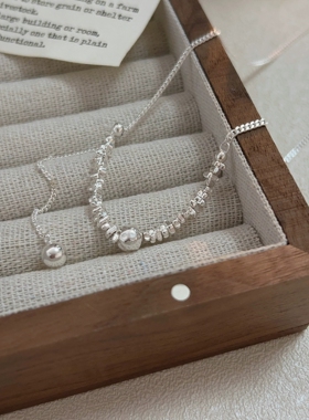 S925纯银重工碎银子项链韩板新款ins百搭小众锁骨链优雅大方颈链